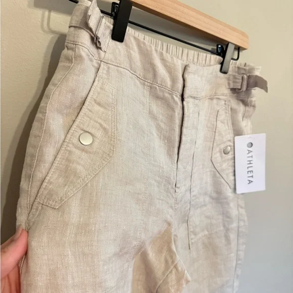 Athleta • NWT Voyager Linen Pant Sz 2 Beige High Rise Pockets Casual Coastal - Picture 7 of 13
